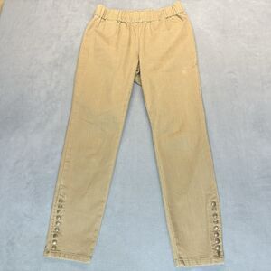 Soft Surroundings Leggings Size Medium Metro Leggings Elastic Waist Snap Hem Tan